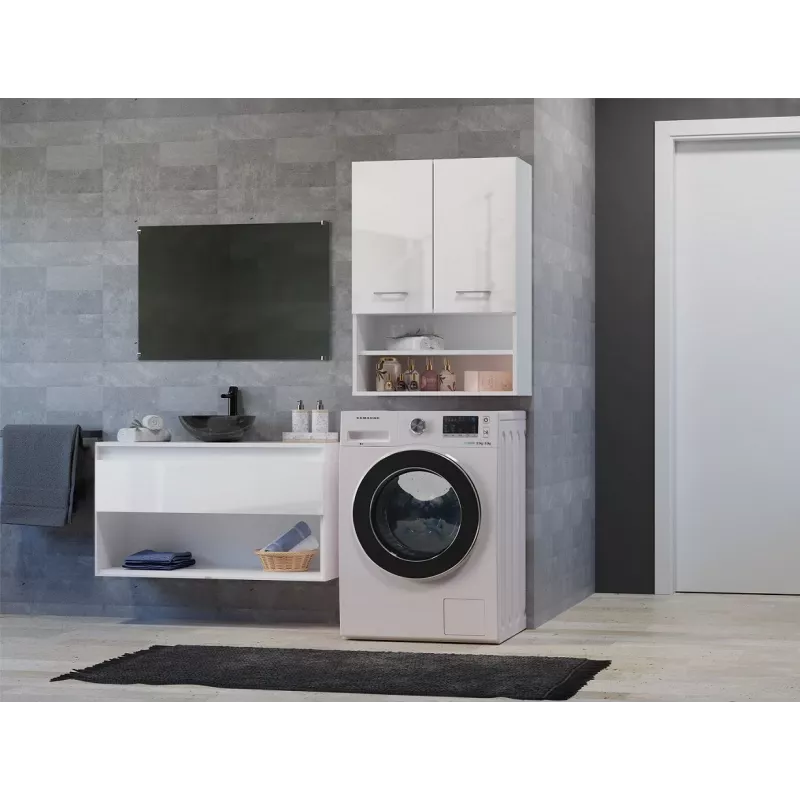Armário de casa de banho Topeshop POLA MINI DK em branco brilhante branco