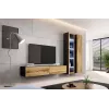 Vitrina Cama Meble VIGO 180 montagem na parede vitrina de vidro 1800×400×300 mm preto/carvalho Wotan