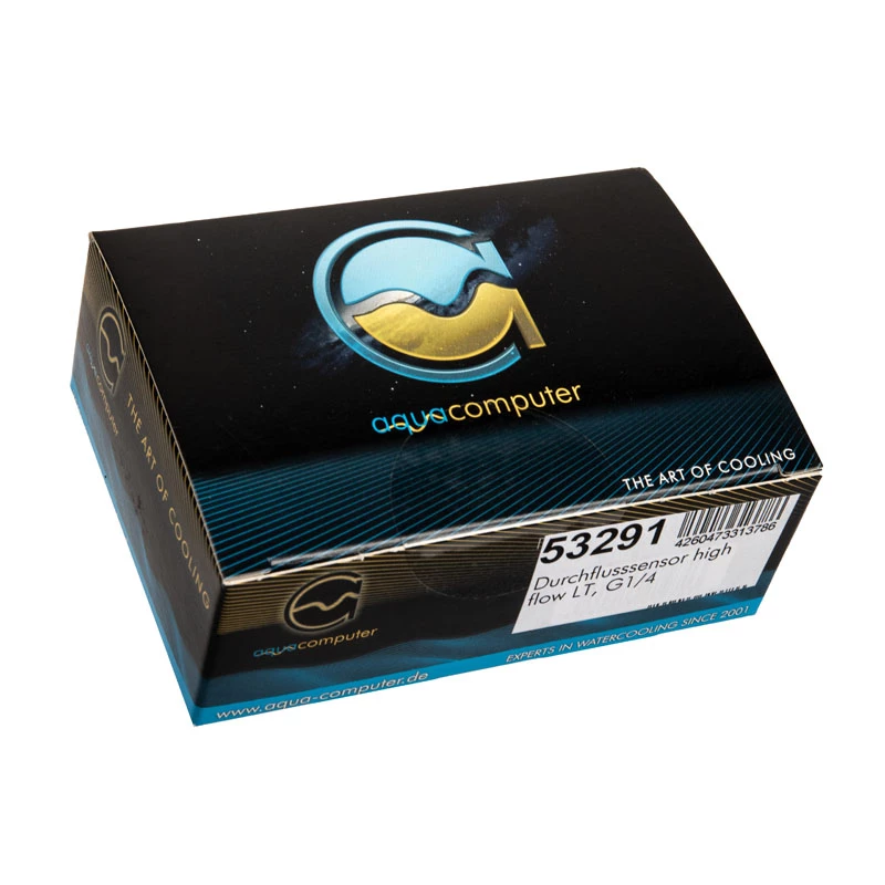Sensor de caudal Aqua-Computer high flow LT G1/4 — preto, ligação G1/4, 51×42×30 mm