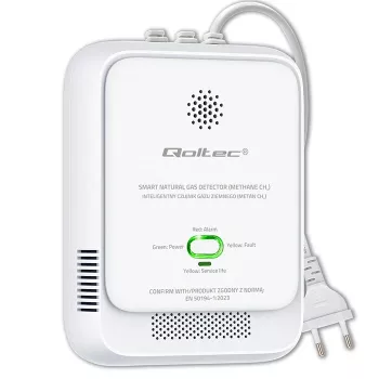 Sensor de fuga de gás QOLTEC NG 85dB LE – detetor de gás natural (CH4), alarme acústico 85 dB