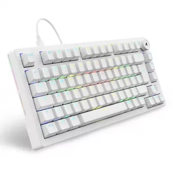 Teclado Sharkoon SGK25 75% QWERTZ USB com fios RGB LED branco