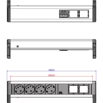 Régua de tomadas Bachmann DESK 902.032 — 4x tomadas CEE, distribuição de energia para secretária