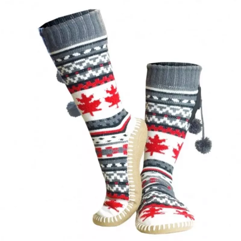 Glovii GOBM pantufas botas mulher cinzento, vermelho, branco