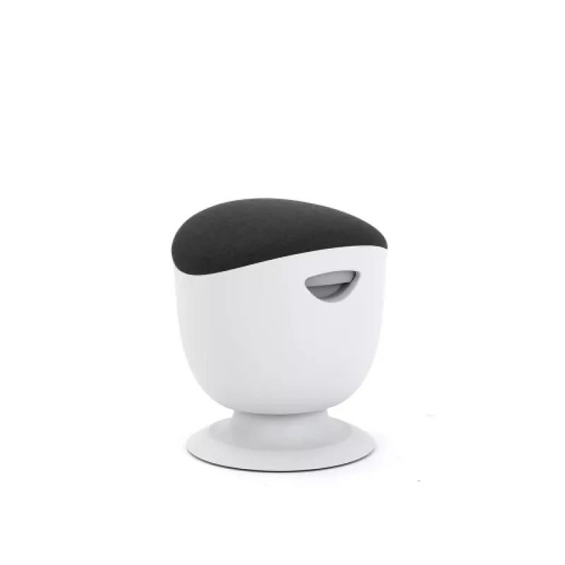 Cadeira de equilíbrio ergonómica up up Seul D48 — assento em tecido preto, estrutura branca, altura ajustável