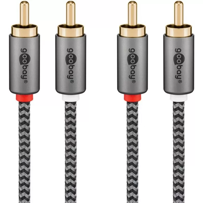 Goobay 65295. Ligação 1: 2 x RCA, conector 1 sexo: macho, ligação 2: 2 x RCA, conector 2 sexo: macho, material do cabo: