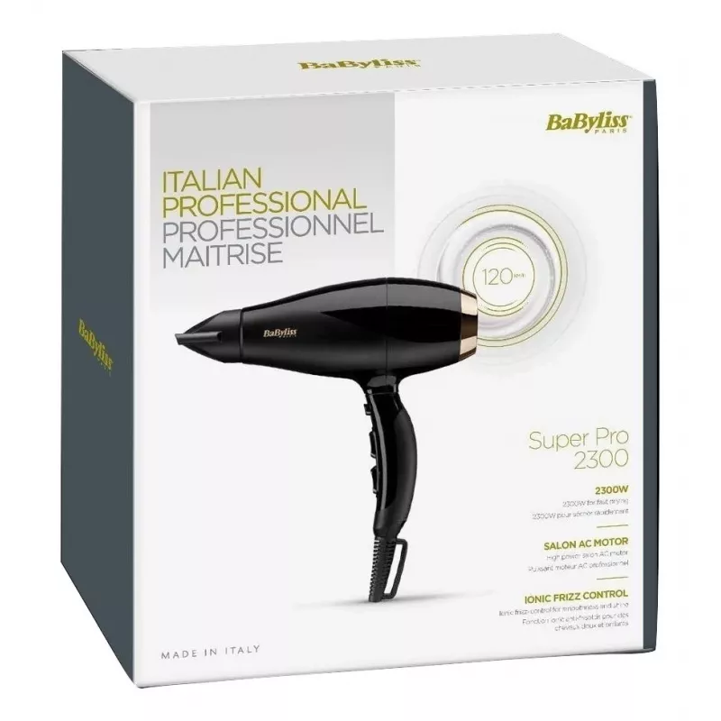 BaByliss Super Pro 2300 secador de cabelo, 2300 W, preto/dourado