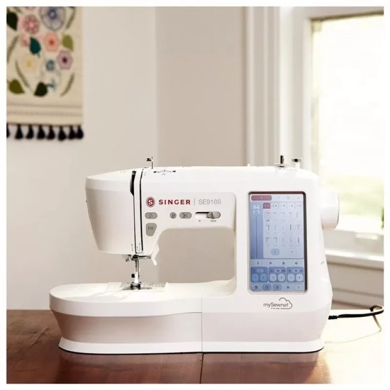 Máquina de costura e bordar SINGER SE 9185 WiFi — máquina doméstica multifuncional com função de bordado integrada e conectividade Wi-Fi