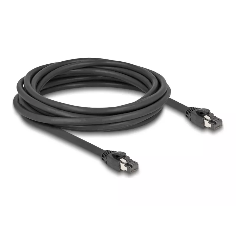 Delock - Cabo de rede - RJ-45 (M) para RJ-45 (M) - 5,0 m - 7,5 mm - S/FTP - CAT 8.1 - sem halogéneos, proteção do encaixe, até 40 Gbit/s de taxa de transferência de dados - preto (80236)