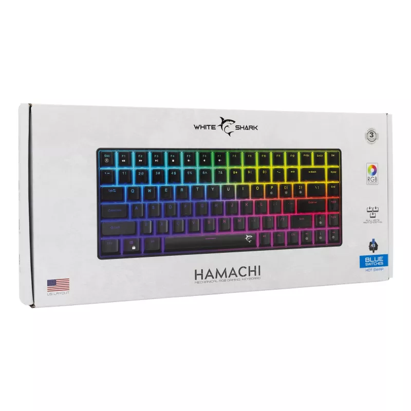 Teclado mecânico White Shark GK-005121 com iluminação RGB e switches azuis