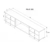 Móvel RTV POLO 200x33x50.5 branco + lareira preta