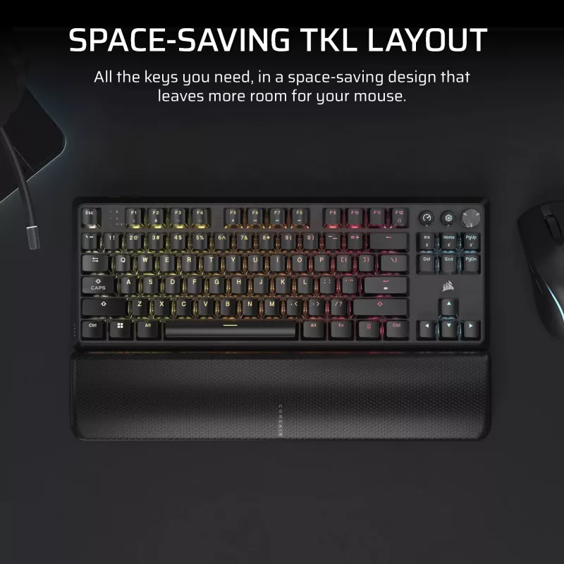 Teclado Corsair K70 CORE TKL Gaming USB + RF Wireless + Bluetooth QWERTZ alemão preto