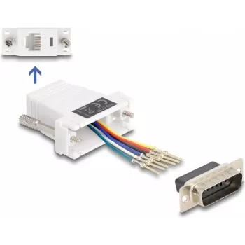 DeLOCK D-Sub 15 pinos macho para RJ12 fêmea kit de montagem branco