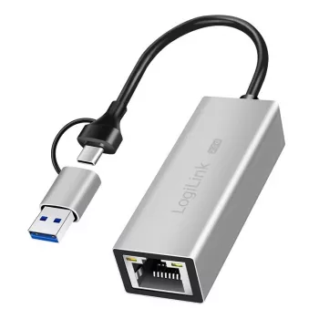 Adaptador USB-A/-C para Ethernet 2,5G, cinzento