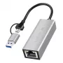 Adaptador USB-A/-C para Ethernet 2,5G, cinzento