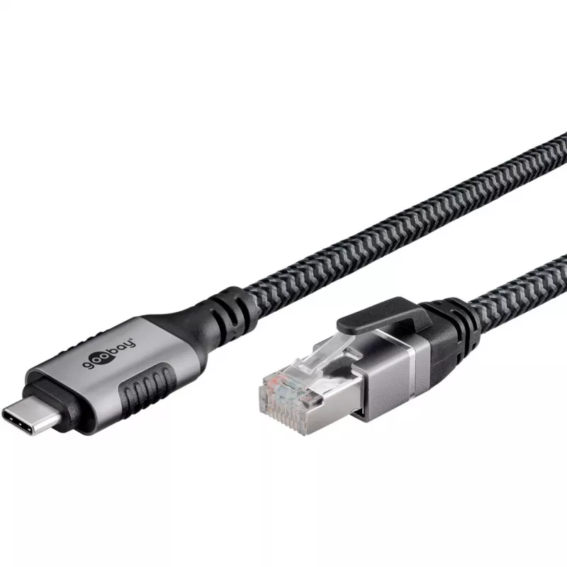 Goobay 70755 cabo USB-C para RJ45 Ethernet CAT 6 para ligação à Internet com fios estável com router/modem/switch de rede/substitui adaptador USB para RJ45 / 1