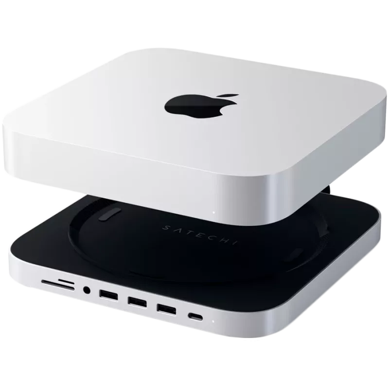 Satechi suporte e hub em alumínio USB Type-C para Apple Mac mini (prateado)