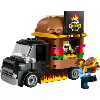 LEGO City Carrinha de Hambúrgueres Food Truck Brinquedo para rapazes e raparigas a partir de 5 anos, veículo de construção, conjunto de cozinha com minifigura de vendedor e acessórios