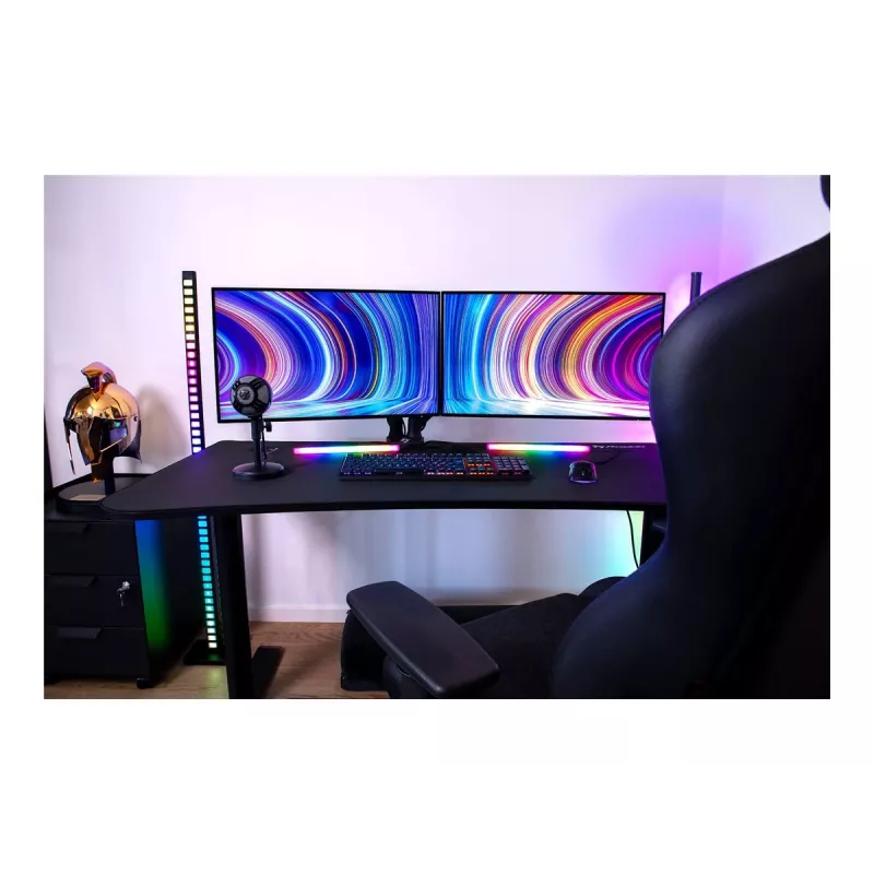 Secretária gaming Arozzi Arena Medium ARENA-MEDIUM-PBK, 140 x 75,5 cm, tapete de microfibra em toda a superfície, Pure Black