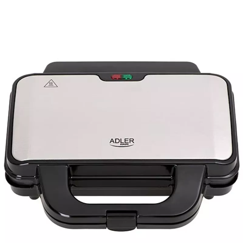 Sanduicheira Adler AD 3043, 1300 W, placas antiaderentes, 2 sanduíches, superfície de cozedura 285 × 152 mm, preta