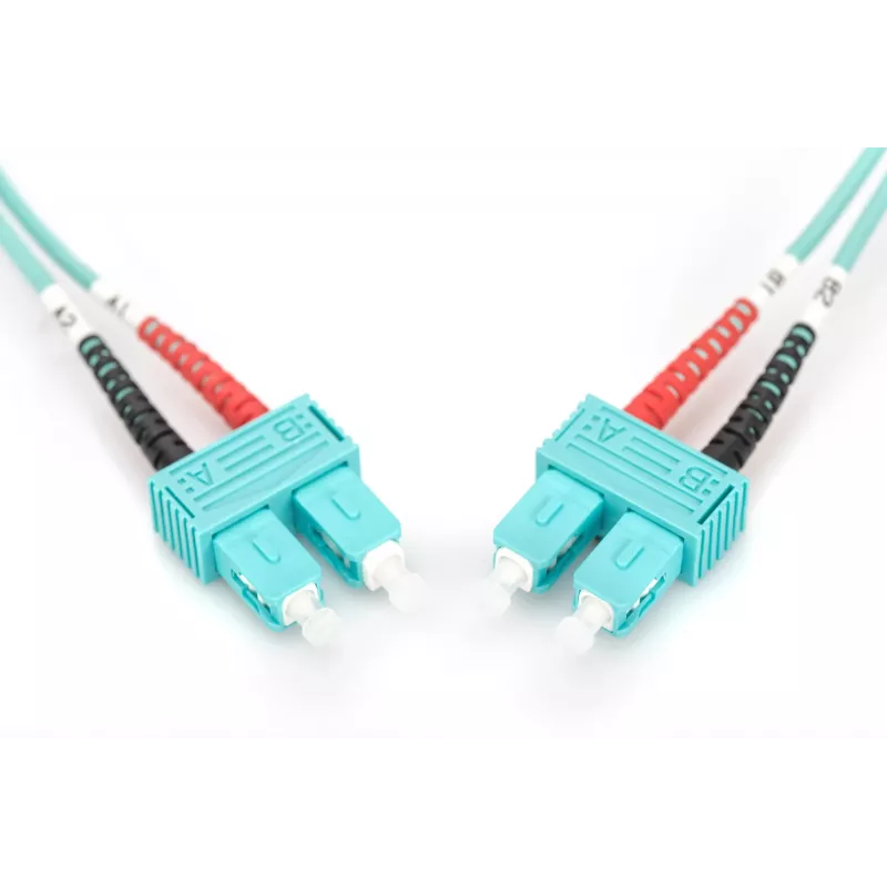 DIGITUS Professional - cabo de patch - SC multimodo (M) a SC multimodo (M) - 2 m - fibra ótica - 50/125 micrómetros - OM3 - isento de halogéneos - água-marinha
