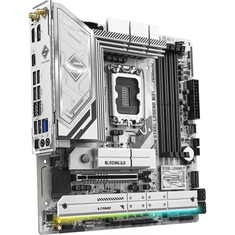 Placa-mãe ASRock B860M Steel Legend WiFi — Intel B860, LGA 1851, micro‑ATX, DDR5, 4 DIMM, Wi‑Fi 6E, 2.5GbE