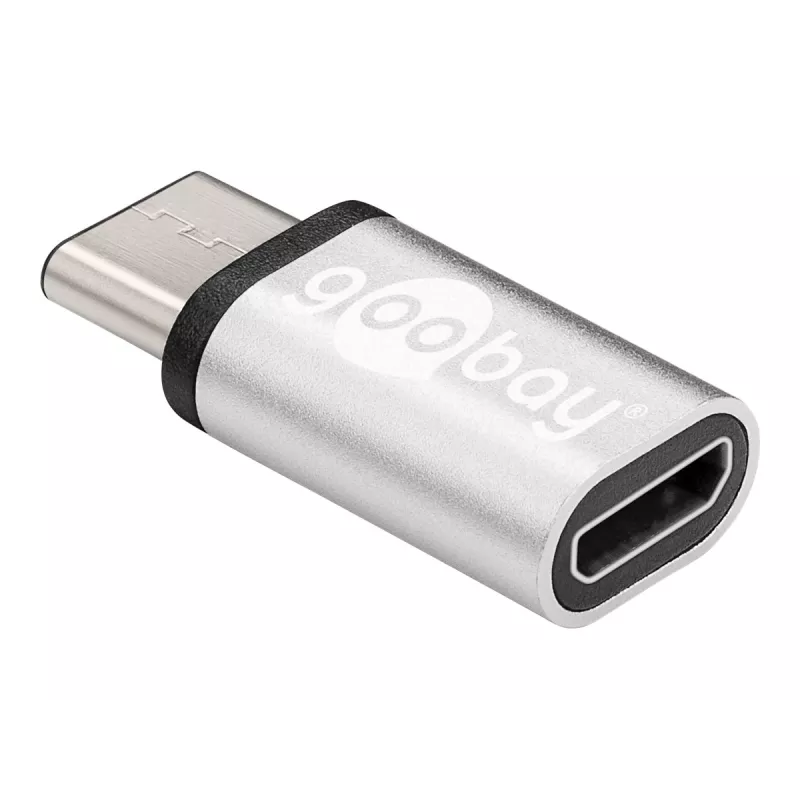 Wentronic Goobay adaptador USB-C™ - conector fêmea USB 2.0 Micro-B, prateado - para ligar um dispositivo USB-C™ a um cabo USB 2.0 Micro-B (56636)