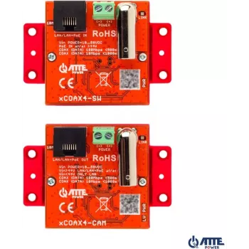 Conversor ativo Ethernet e PoE Atte xCOAX4-SET 18346 – conjunto para Ethernet sobre coaxial, suporte PoE