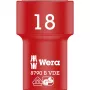 Chave de caixa Zyklop VDE, 18mm, 3/8 vermelho/amarelo, isolada até 1.000 Volt