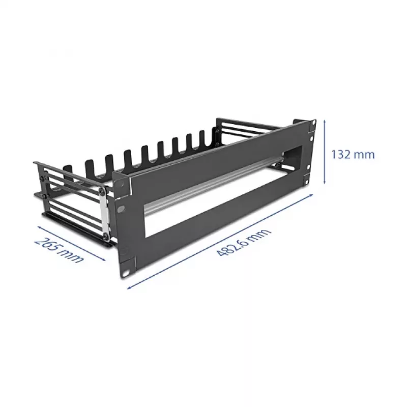 Painel de disjuntor DELOCK 67282 — Acessório metálico para rack de 19 polegadas, caixa preta, 1 unid.