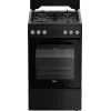 Fogão independente BEKO FSM52331DBDS, placa a gás 4 bicos (2900/2000/2000/1000 W), forno elétrico 60 L, 60 cm, classe de eficiência energética A, preto