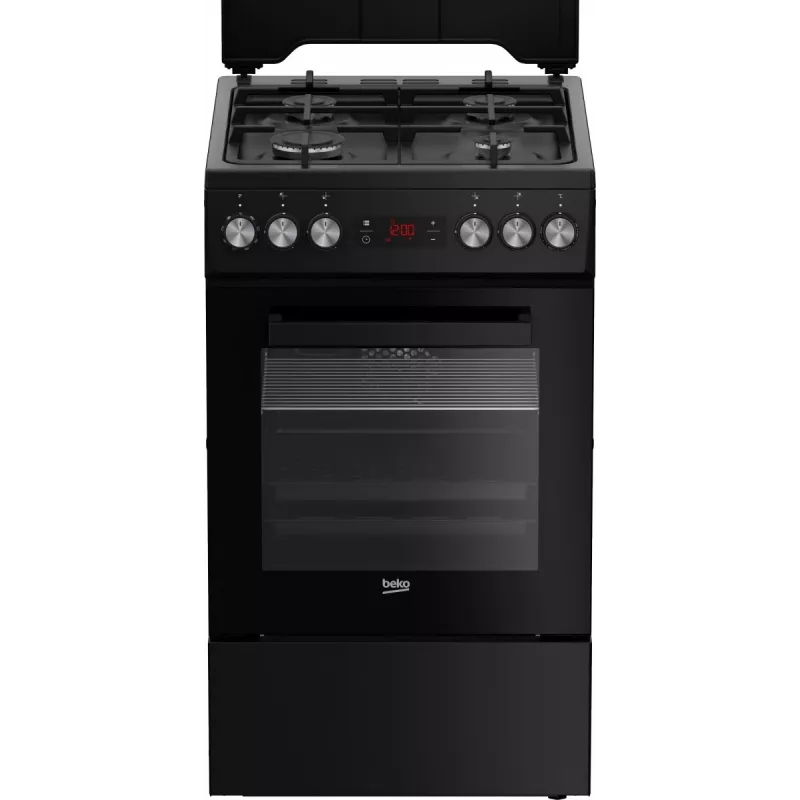 Fogão independente BEKO FSM52331DBDS, placa a gás 4 bicos (2900/2000/2000/1000 W), forno elétrico 60 L, 60 cm, classe de eficiência energética A, preto