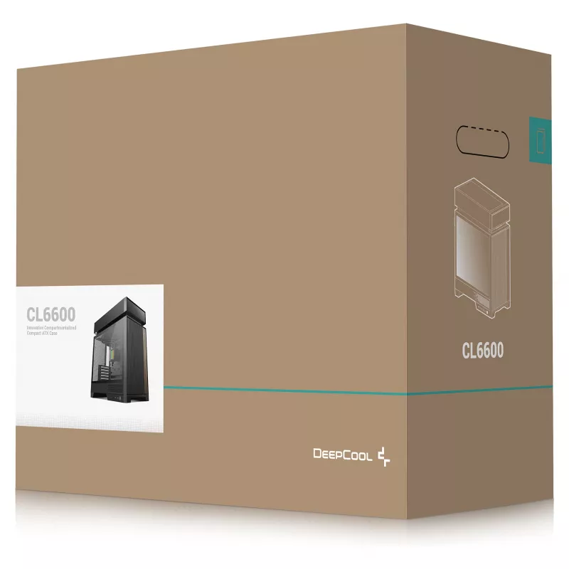 Caixa de PC de secretária DeepCool CL6600 preta — suporta fontes de alimentação ATX/PS2/SFX/SFX-L, ventoinha frontal de 140 mm, topo/traseira de 120/140 mm, unidades de 2,5/3,5 polegadas