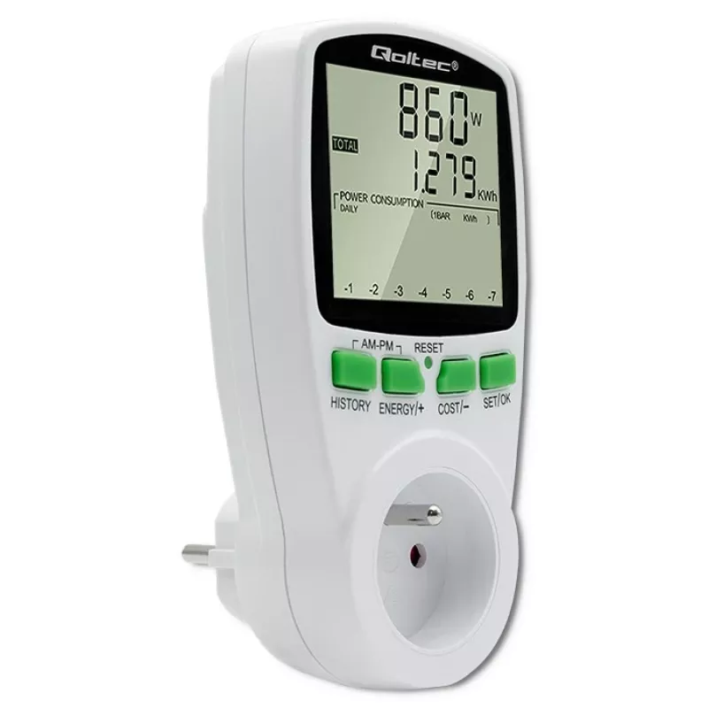 Medidor de potência QOLTEC PM0627 3680W com histórico — QOLTEC PM0627 3680W