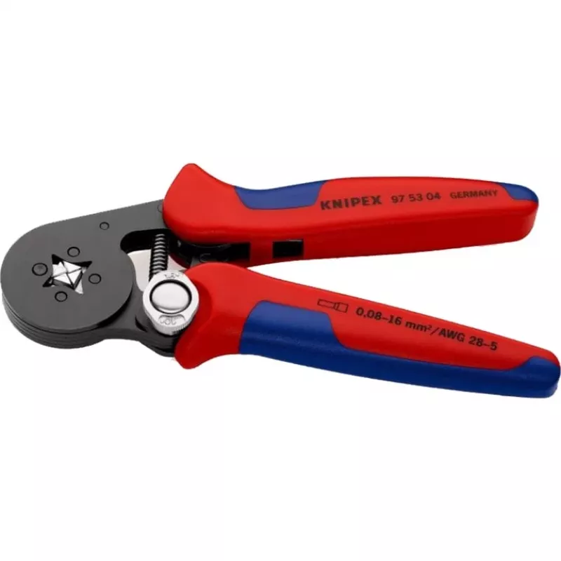 Alicate de cravar autoajustável 97 53 04 SB (vermelho/azul, para terminais de fio)