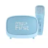 Altifalante portátil para crianças myFirst Voice 2 da myFirst — azul, altifalante sem fios a pilhas com suporte para microfone