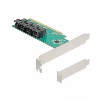 Placa de bifurcação DELOCK PCIe x16 para 4× SFF-8643 NVMe internos, Low-Profile