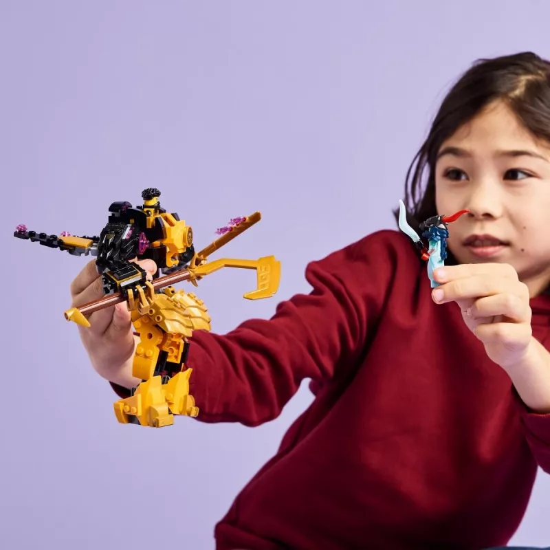 Conjunto de construção LEGO NINJAGO 71839 Arins Spinjitzu Mech de combate, 213 peças, 2 minifiguras, altura 160 mm