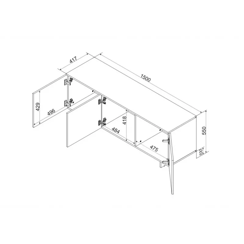 Móvel RTV Cama 3D ALMA 150x41.5xH55 caxemira