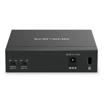 Switch de secretária Mercusys 5 portas Gigabit com 4 portas PoE+