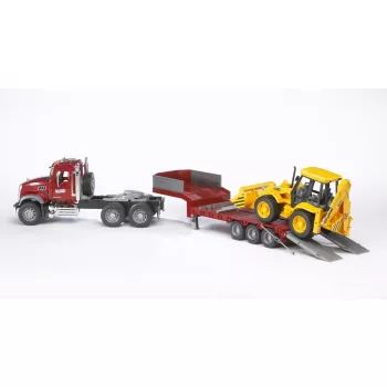 Camião articulado de brincar com acessório JCB 4CX, BRUDER, modelo BR-02813, construção em ABS, multicolor