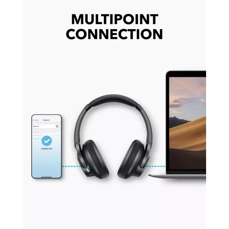 Auscultadores over-ear Anker Soundcore Q11i, Bluetooth 5.0, até 20 h de bateria, microfone incorporado, cinzento-escuro