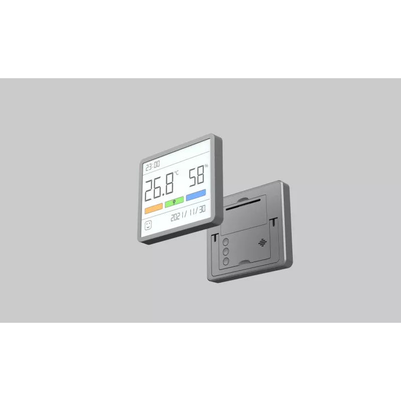 Higrómetro, termómetro e relógio combinados MOVA MTHM01 – unidade interior digital para medir a humidade relativa e a temperatura, compacta para secretária, prateleira ou parede