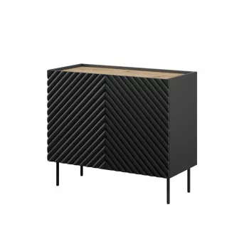 Cómoda Cama Meble ONDA 2D 98x45x85 cm, preto, estrutura em aglomerado