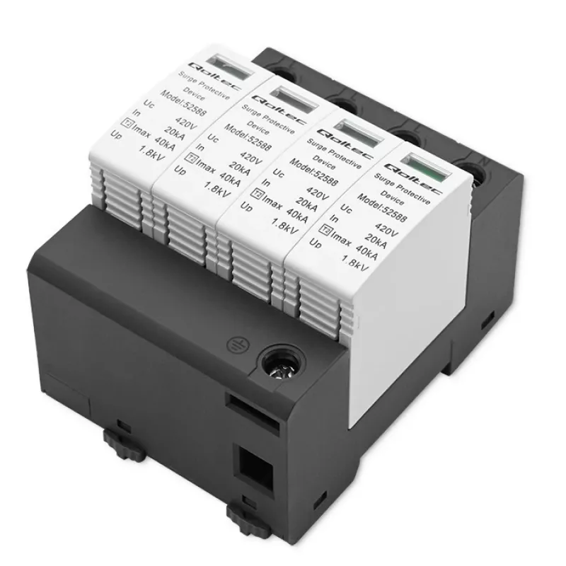 Protetor contra sobretensões QOLTEC 52588 AC 4P 420V T2 C — para-raios AC de 4 polos, 420 V, Tipo 2