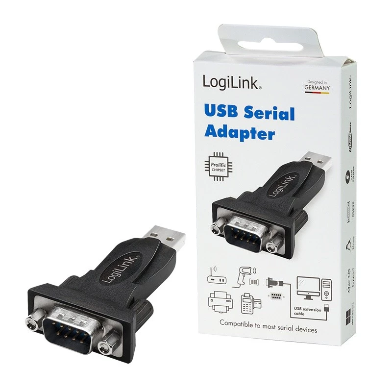 Adaptador LogiLink AU0002F RS-232 USB 2.0 macho Preto