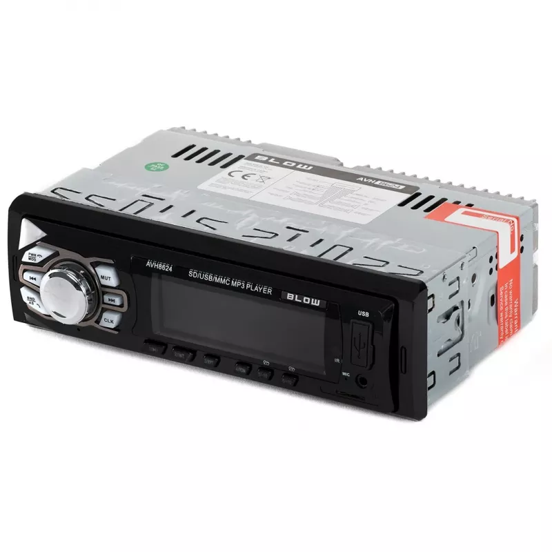 BLOW AVH-8624 auto-rádio, 1 DIN, FM RDS, Bluetooth, USB, SD/MMC, AUX, MP3, ecrã LCD, telecomando, preto