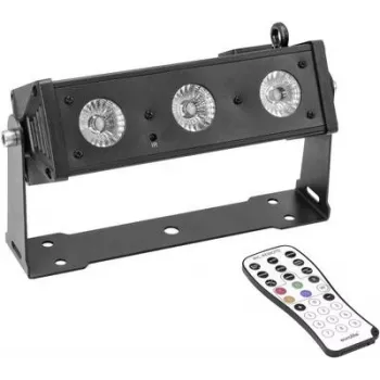 Luz de efeito LED EUROLITE BAR-3 DMX 3 LEDs — projetor compacto de palco/encandeamento com controlo DMX