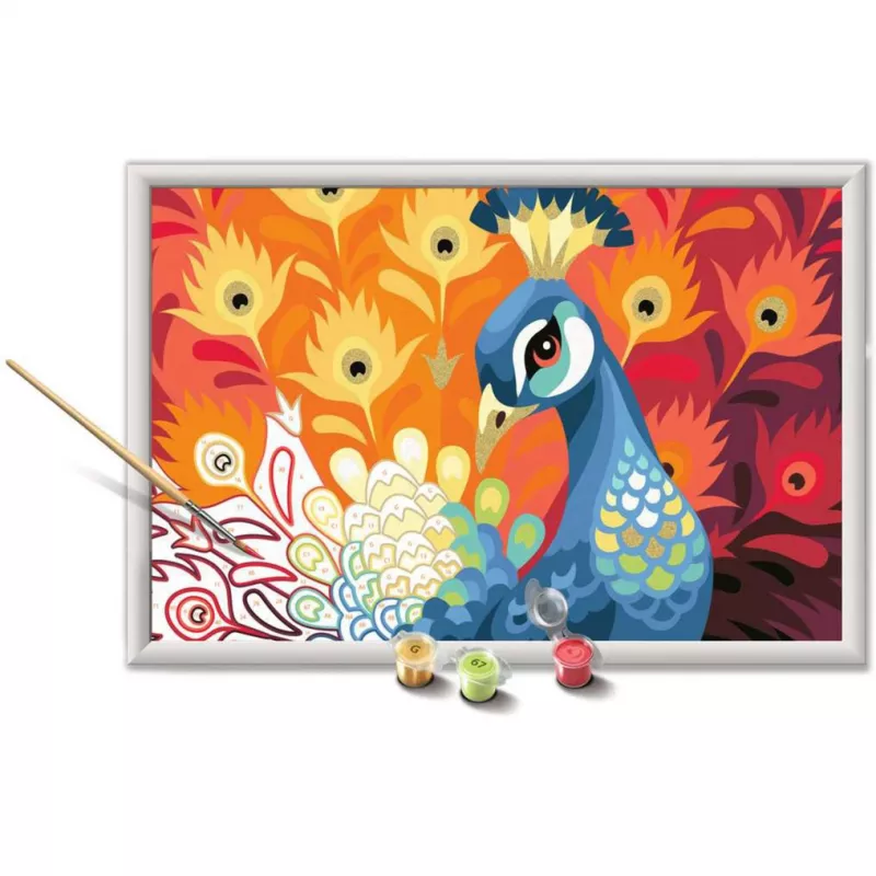 Conjunto de pintura e moldagem Ravensburger CreArt Proud Peacock — conjunto de pintura