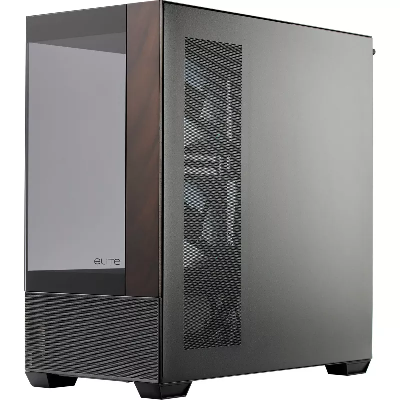 Cooler Master Elite 690 Caixa de PC, Midi-Tower, ATX, Vidro Temperado - 4 ventoinhas ARGB, Madeira, preto
