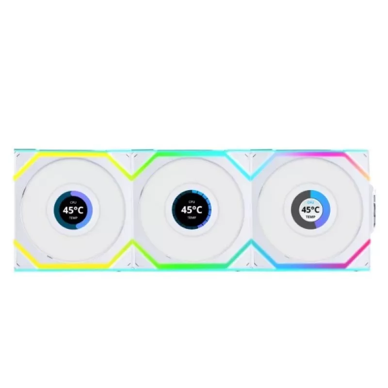 Ventoinha Lian Li UNI FAN SL Wireless LCD 120 12 cm branca 3 unidades